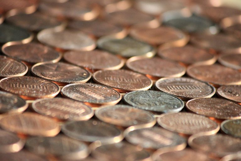 pennies, close up