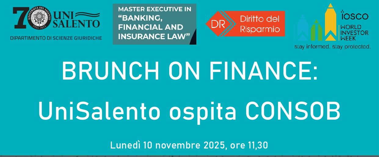 BRUNCH ON FINANCE: UniSalento ospita CONSOB (Lecce, 10 novembre 2025)